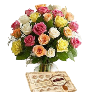 25 colorful roses with chokolates | Flower Delivery Yekaterinburg