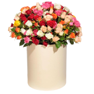 Mixed roses in a hatbox | Flower Delivery Yekaterinburg