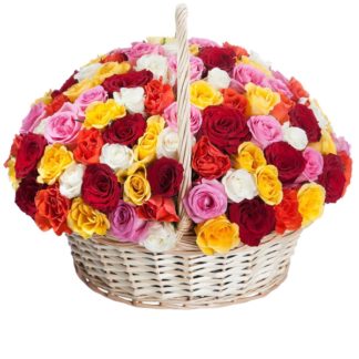 51 colorful roses in the basket | Flower Delivery Yekaterinburg